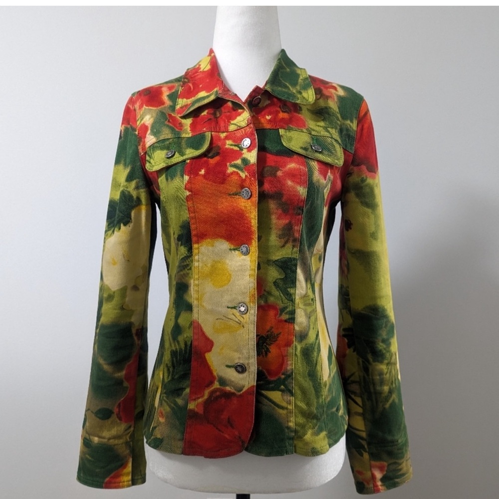 Vintage Léa Kanth Bright Floral Denim Ensemble (Rare) - Picture 1 of 10